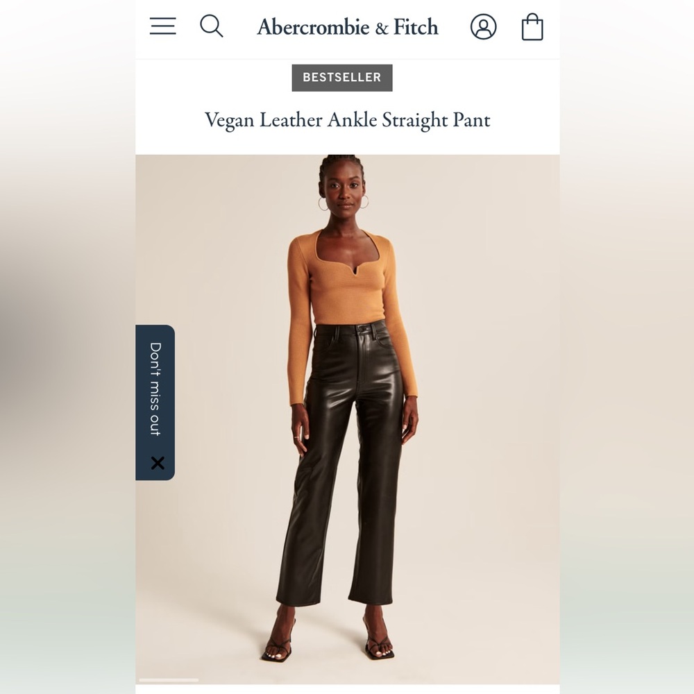 Abercrombie & Fitch Vegan Leather Ankle Straight Pant